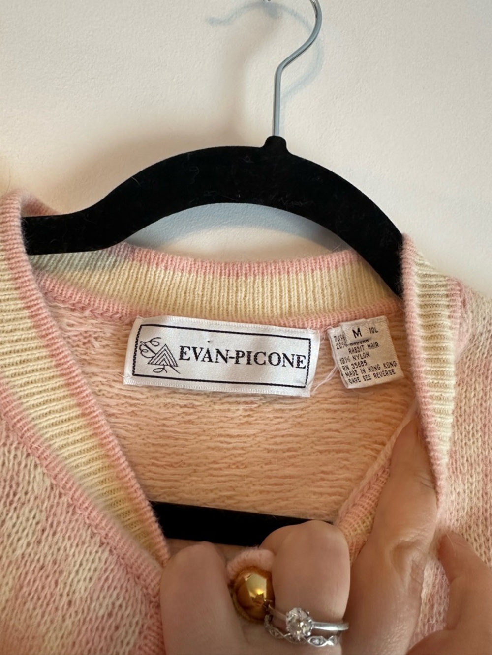 Vintage Wool Pink Houndstooth Cardigan - Picture 4 of 4